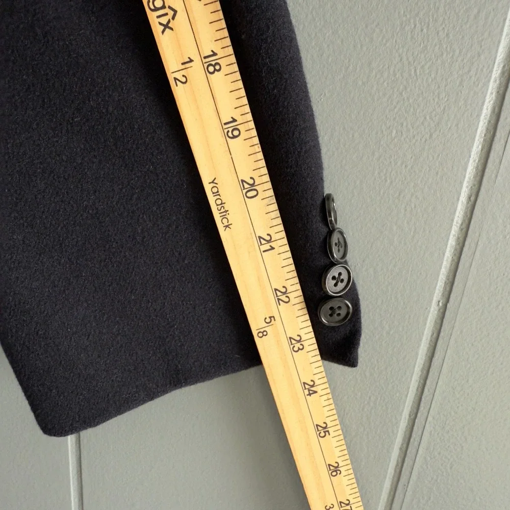 Vintage Claiborne Wool Silk‎ Cashmere Blazer 42R Navy Quiet Luxury Unisex